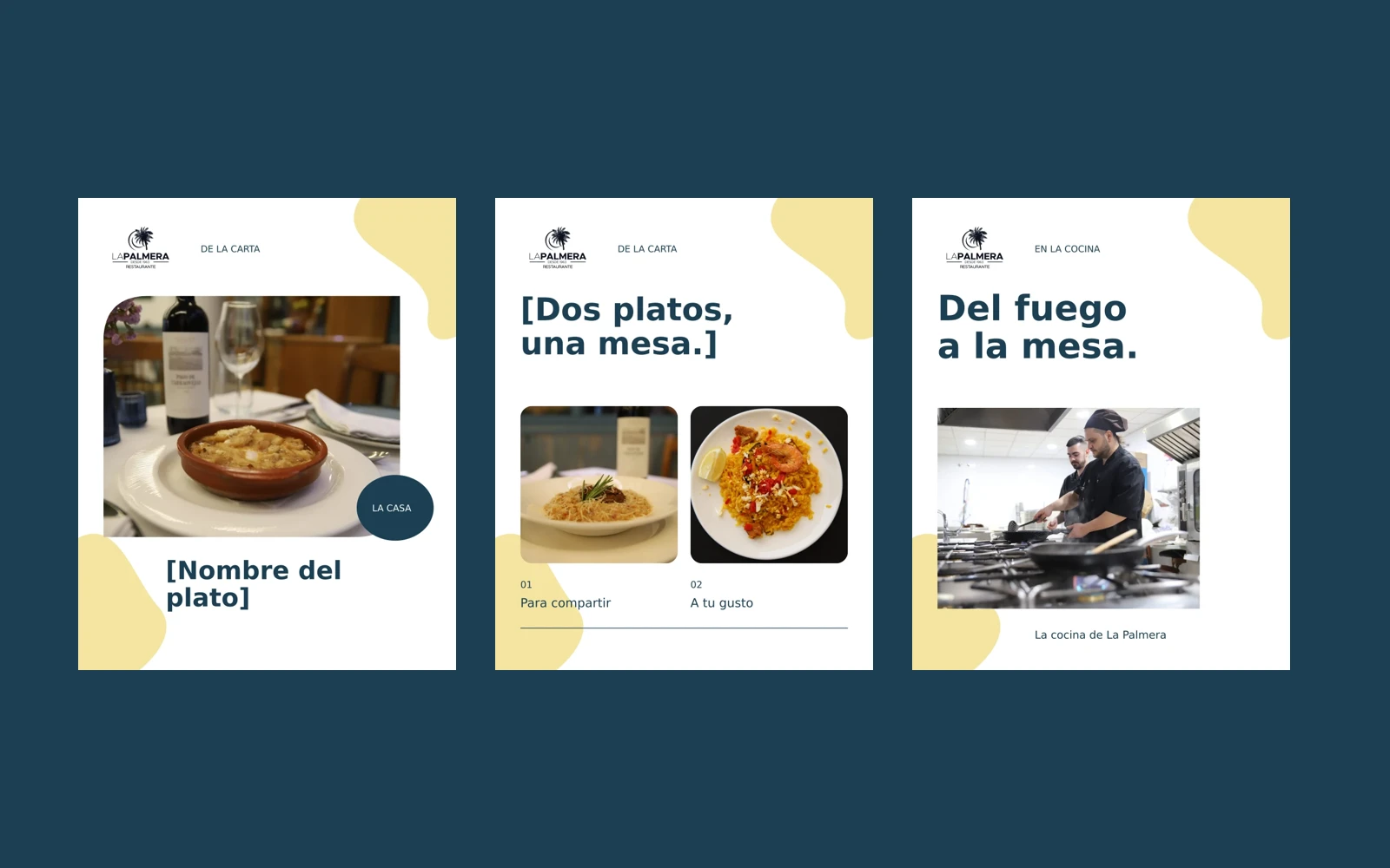 Tres composiciones del taller de La Palmera, mostradas completas